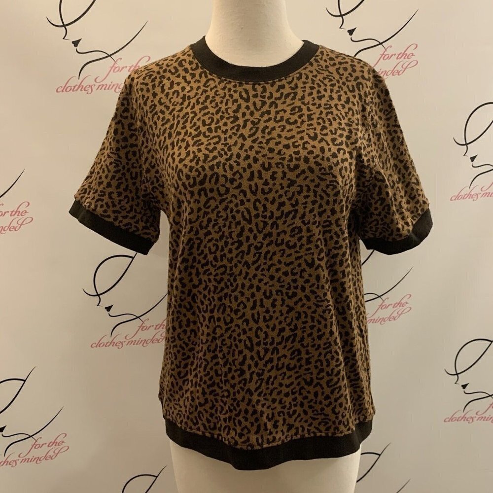 Eccobay.  Size Small.  Animal Print Stretch Pullover Sweater with Bindings.  B12